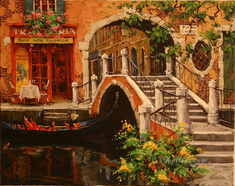 Across The Bridge Venice scenes Oil Paintings